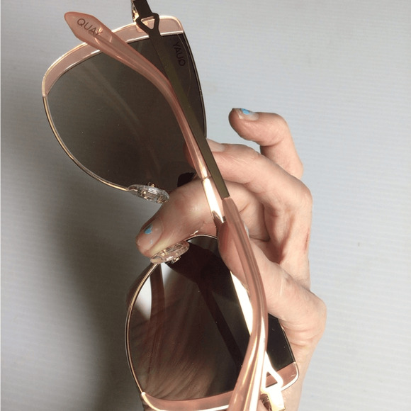 NEW! Quay Australia Cat-Eye Rose Glow Up Sunglasses in Pink and Gold main image 8